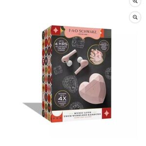 FAO Schwarz Pink Heart Wireless Earbuds